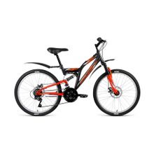 Подростковый горный (MTB) велосипед ALTAIR MTB FS 24 2.0 Disc серый оранжевый матовый 14.5" рама