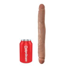 Двусторонний фаллоимитатор-мулат 12  Slim Double Dildo - 30 см. кофейный