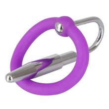Уретральный плаг с силиконовым кольцом под головку Penis Plug Фиолетовый
