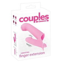 Нежно-розовая двойная вибронасадка на палец Vibrating Finger Extension - 17 см. (233776)