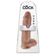 Pipedream Кофейный фаллоимитатор-гигант 12  Cock with Balls - 30,5 см. (кофейный)