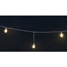 Rich LED RL-i10*0.2-20S14-W WW Уличная светодиодная гирлянда Ламполайт линейно-свесовый 10x0.28 м, теплый белый, пост свечение