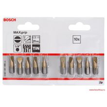 Bosch Набор 10 Бит 25 мм прямой шлиц 1,2х8,0 TiN (2607001496 , 2.607.001.496)