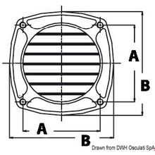 Osculati Air vent AISI316 97x97 mm w studs, 53.301.81