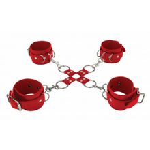 Красный комплект оков Hand And Legcuffs (35412)