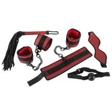 Красно-черный набор из 5 предметов для БДСМ-игр красный с черным