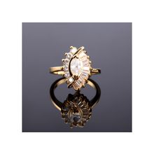 Кольцо с фианитом в форме лодочки (Размер: 16.5, Покрытие: Желтое золото)