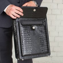 Кожаный портфель Grantson Black Caiman