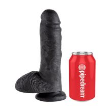 Чёрный фаллоимитатор 8  Cock with Balls - 21,3 см.