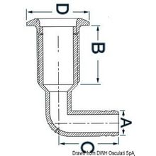 Osculati Nylon skin fitting 1 2 16mm w SS head 90° adaptor, 17.328.02