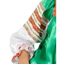 Русский народный костюм атласный комплект зеленый "Василиса": сарафан и блузка, XL-XXXL