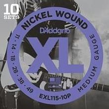 EXL115-10P Nickel Wound Струны для электрогитары, Medium Blues-Jazz Rock, 11-49, 10 компл, DAddario