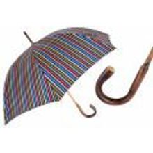 Pasotti - Зонт мужской трость классический разноцветная полоска, ручка под дерево