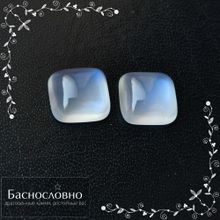 Пара лунных камней из Танзании огранки в Баснословно прямоугольник кабошон 11,10x10,35 11,00x10,39мм 10,18 карат
