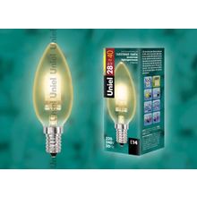 Лампа галогенная декор. HCL-28 CL E14 candle gold