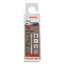 Bosch Набор 10 HSS-G сверл 1 мм DIN 338 (2608595049 , 2.608.595.049)