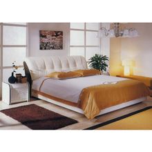 Кожаная кровать 693 Лунный свет (Размер кровати: 180Х200, Ортопедическое основание: Нет., Категория ткани: 1 категория)