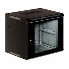 Шкаф настенный KRAULER KRC76609 19", 9U, 600x600x501мм, стеклянная дверь, 2-х секционный, в собранном виде, черный