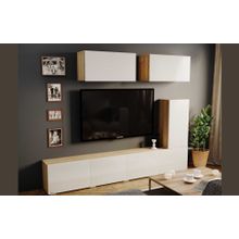 Case Гостиная Лия-3, Дуб вотан Белый глянец