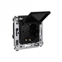 Розетка AVANTI, скрытый монтаж, со шторками, черный квадрат |  код. 4402013 |  DKC