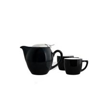 Фарфоровый чайный набор Киото, черный (чайник 600 мл. +2 чашки 180 мл.)