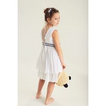 Leya.me Платье белое из жатого хлопка с воланами и открытой спиной LG-007