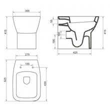 Чаша приставного унитаза, P-trap BelBagno LAGO  BB128CB