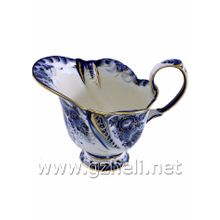 Сливочник "Морской бриз" в золоте. Гжельский фарфор. арт. 1413