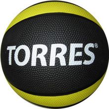 Медицинбол Torres 1кг резина Черно-желтый-белый