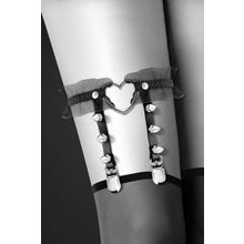 Подвязка с сердцем и шипами GARTER WITH HEART S-M-L Черный