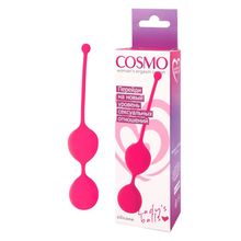 Bior toys Розовые двойные вагинальные шарики Cosmo с хвостиком для извлечения