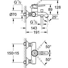 Смеситель Grohe BauClassic для ванны с душем, 32865000