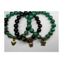 "малахитовый" набор браслетов 3 шт. + серьги