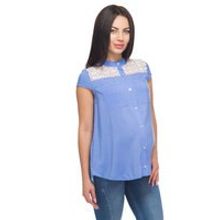 Блуза Адель для беременных и кормящих, цвет васильковый горошек (ss17)