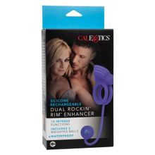 Фиолетовое эрекционное кольцо с утяжелителем Silicone Rechargeable Dual Rockin Rim Enhancer (206681)