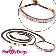 Выставочная ринговка ForMyDogs шоколад с белыми кристаллами DS02-11-2012 BR W