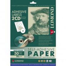 LOMOND 2001013 бумаг самоклеющаяся непрозрачная CD 2 части А4 (D1=117 D2=18) 70 г м2, 25 листов