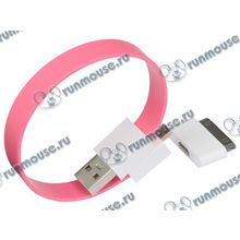 Кабель USB2.0 соединительный USB A-microB Mohzy "00053-11103", с адаптером Apple, Juicy Pink (0.24м) (ret) [106651]
