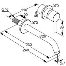 Смеситель для раковины Kludi Bozz (382450576) настенный