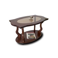 Мебелик Стол журнальный Берже 3С со стеклом (на колесах) темно-коричневый