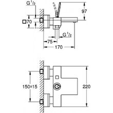 Смеситель Grohe Eurocube Joy для ванны с душем, 23666000