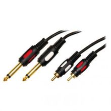 Кабель аудио 6.3 mono plug x 2 -> 2 RCA plug, 1.5 м, позолоченный, Premier (5-143)