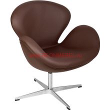 Кресло Swan (Arne Jacobsen) A062 коричневая экокожа