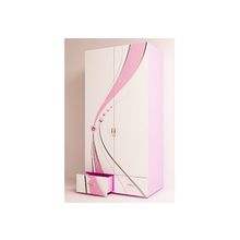 Шкаф 2Д для девочек (адвеста) (Цвет: Розовый с белой полосой)