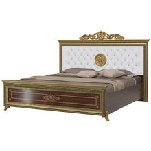 Мэри-Мебель Кровать 1800 с короной и с основанием Версаль цвет орех тайский мягкое изголовье ID - 292336