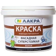 Краска воднодисперсионная фасадная суперстойкая белая Лакра 3кг