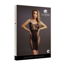 Shots Media BV Эффектное мини-платье на бретельках Knee-Length Lace and Fishnet Dress (S-M-L   черный)