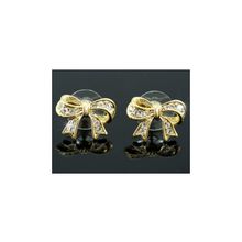 Серьги Бантики с кристаллами Swarovski (Покрытие: Желтое золото)