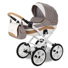 Коляска Adamex SOFIA HC white т.бежевый+карамель+белый