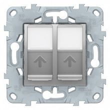 Розетка компьютерная 2xRJ45 Cat.5 UNICA NEW, алюминий |  код. NU542030 |  Schneider Electric